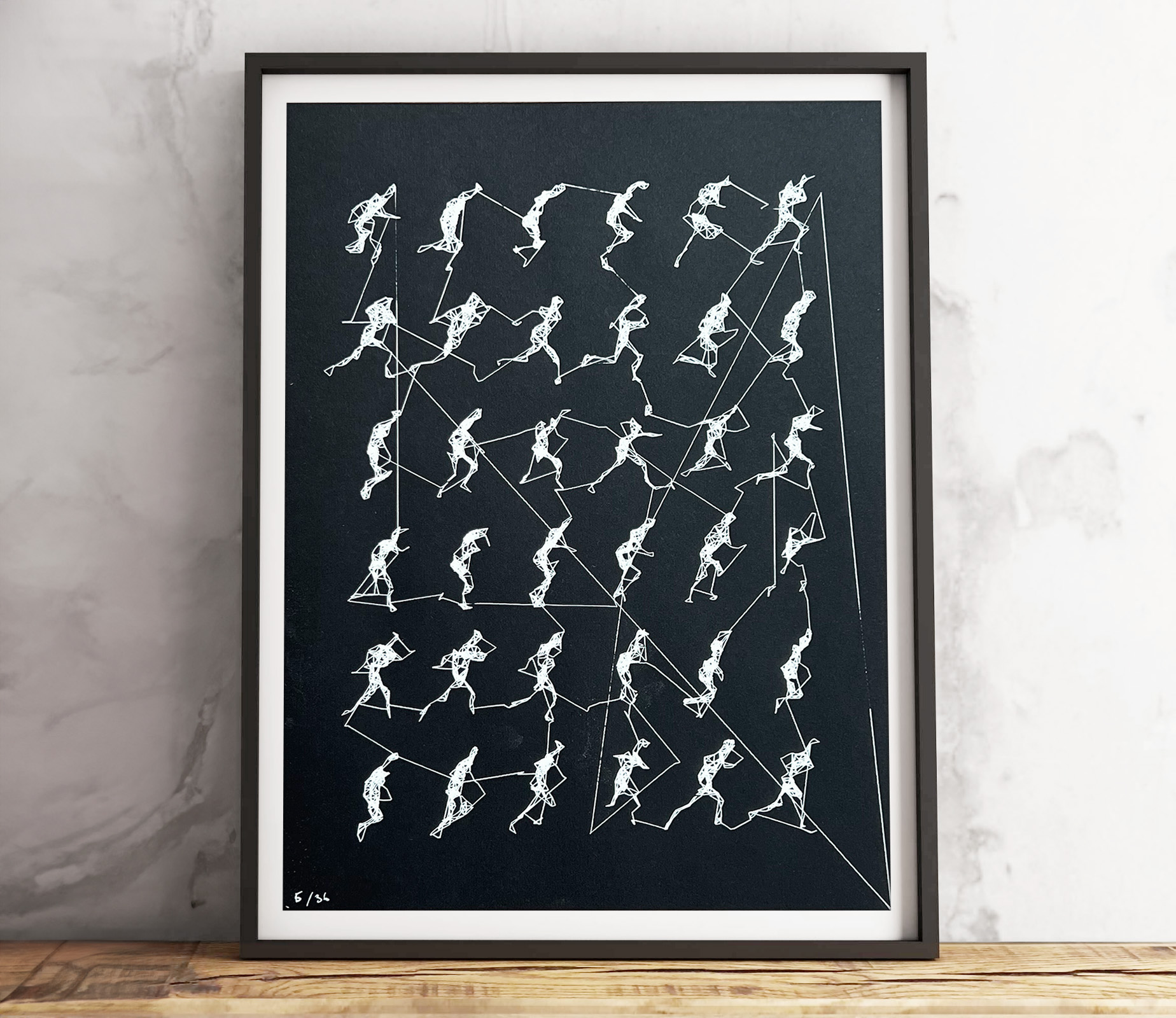 'Run' <br> Medium: Pen plotter, paper<br> Dimensions: A3